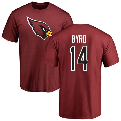 Arizona Cardinals Men Maroon Damiere Byrd Name And Number Logo NFL Football #14 T Shirt